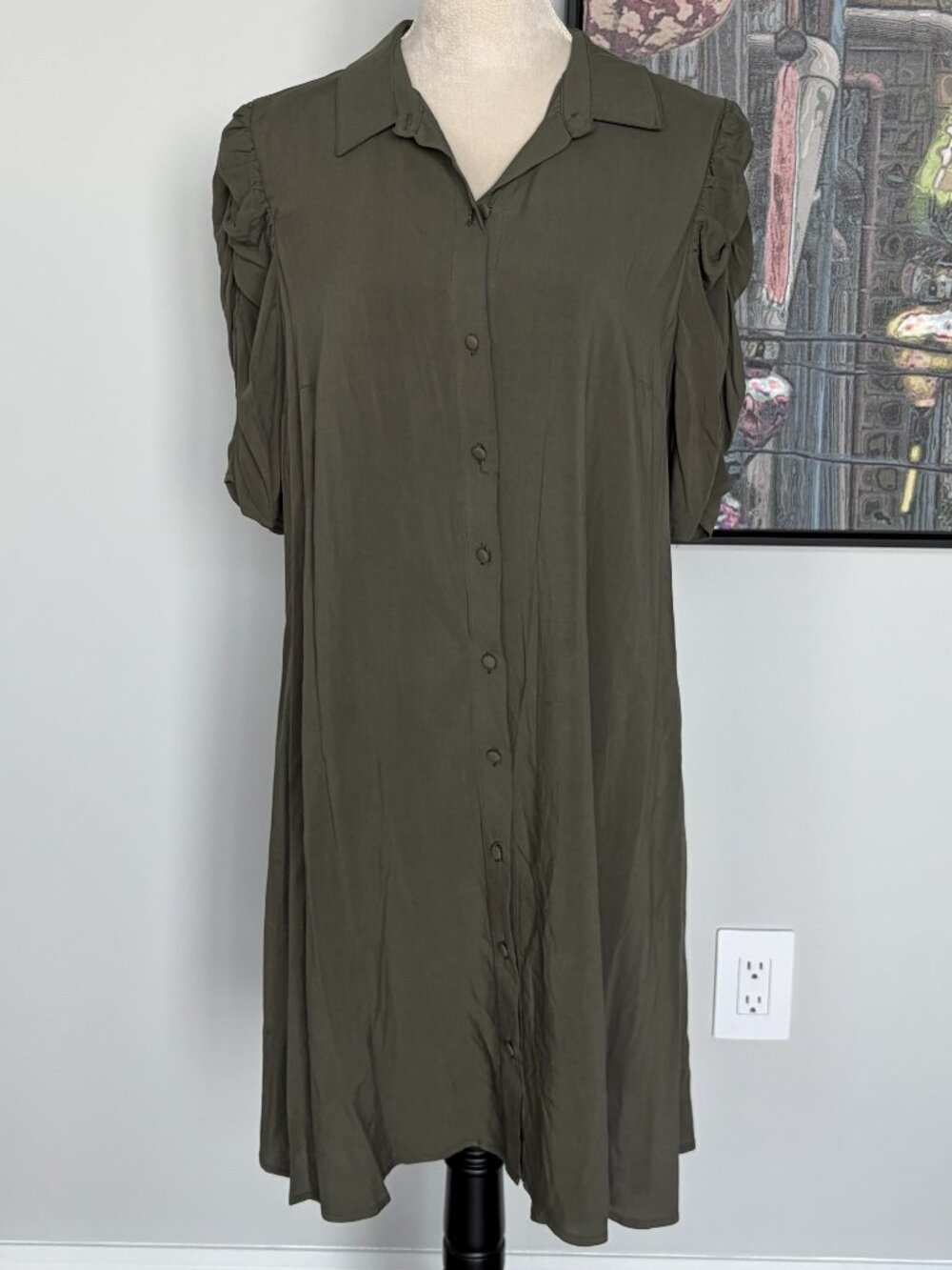 MSK Olive Green Shirtdress L